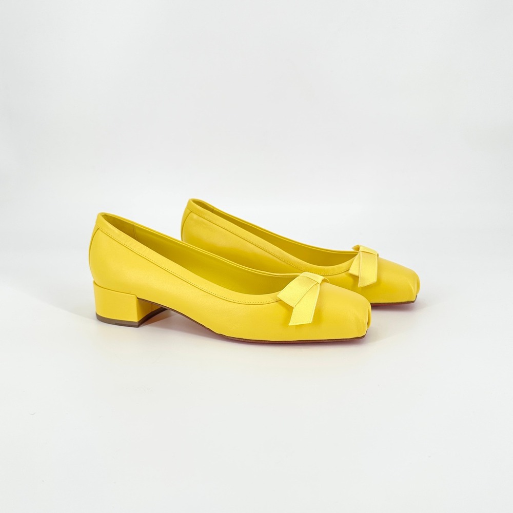 Christian Louboutin Mamaflirt 30 Yellow Nappa Leather Ballerina Pump 38.5